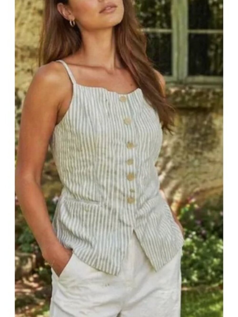 SCOTCH & SODA green stripe vest style tank size L